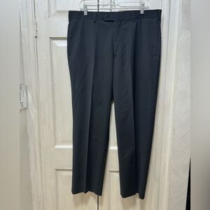 Brooks Brothers Stretch Mens W37 L28 Grey Wool Blend Striped Dress Pants